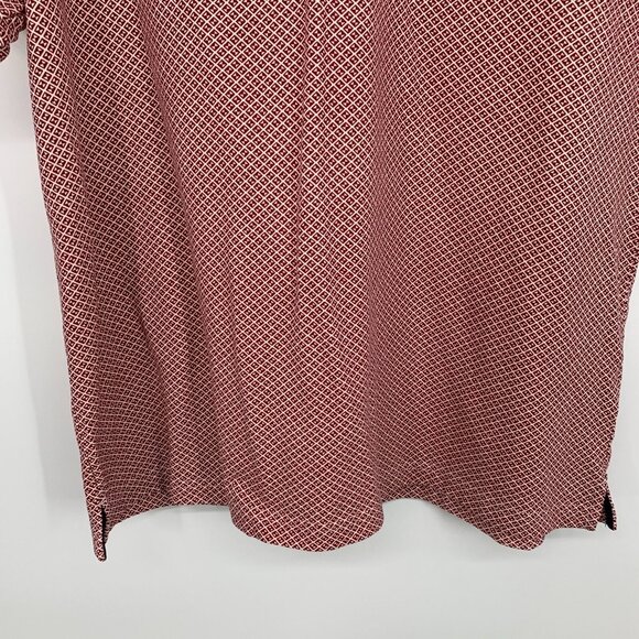 Club Room Top Polo Shirt Frat Geometric Short Sleeve Red Button - Picture 10 of 14